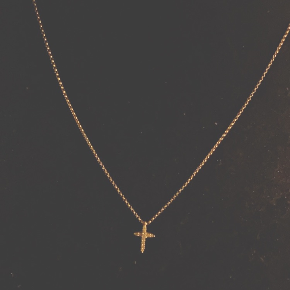 14k Baby Necklace& Diamond Cross